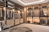 dual tone closets; ideal closets; luxury closet; built-in lighting; closets near me; closet designer

