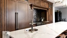 second sink, island, built in fridge, built in appliances, classic, lighting, custom, walnut brown